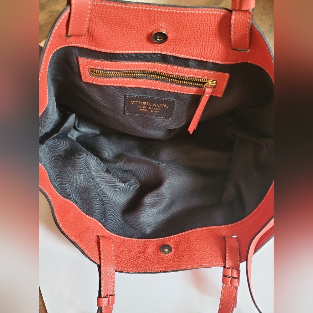 Vittoria Napoli Coral leather tote bag cross body bag - Picture 7 of 14